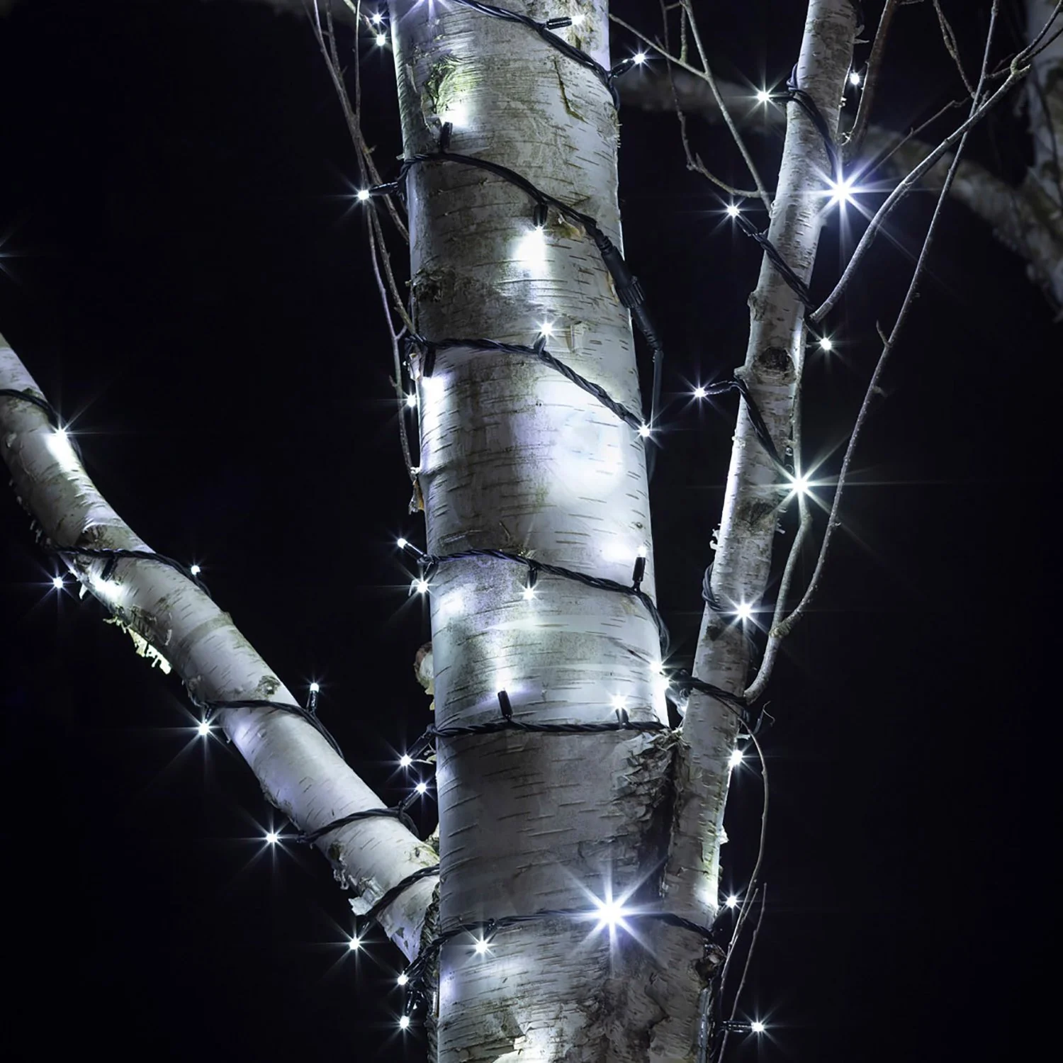 Bild von Pro Connect 160m 1600er LED Lichterkette weiß koppelbar schwarzes Kabel