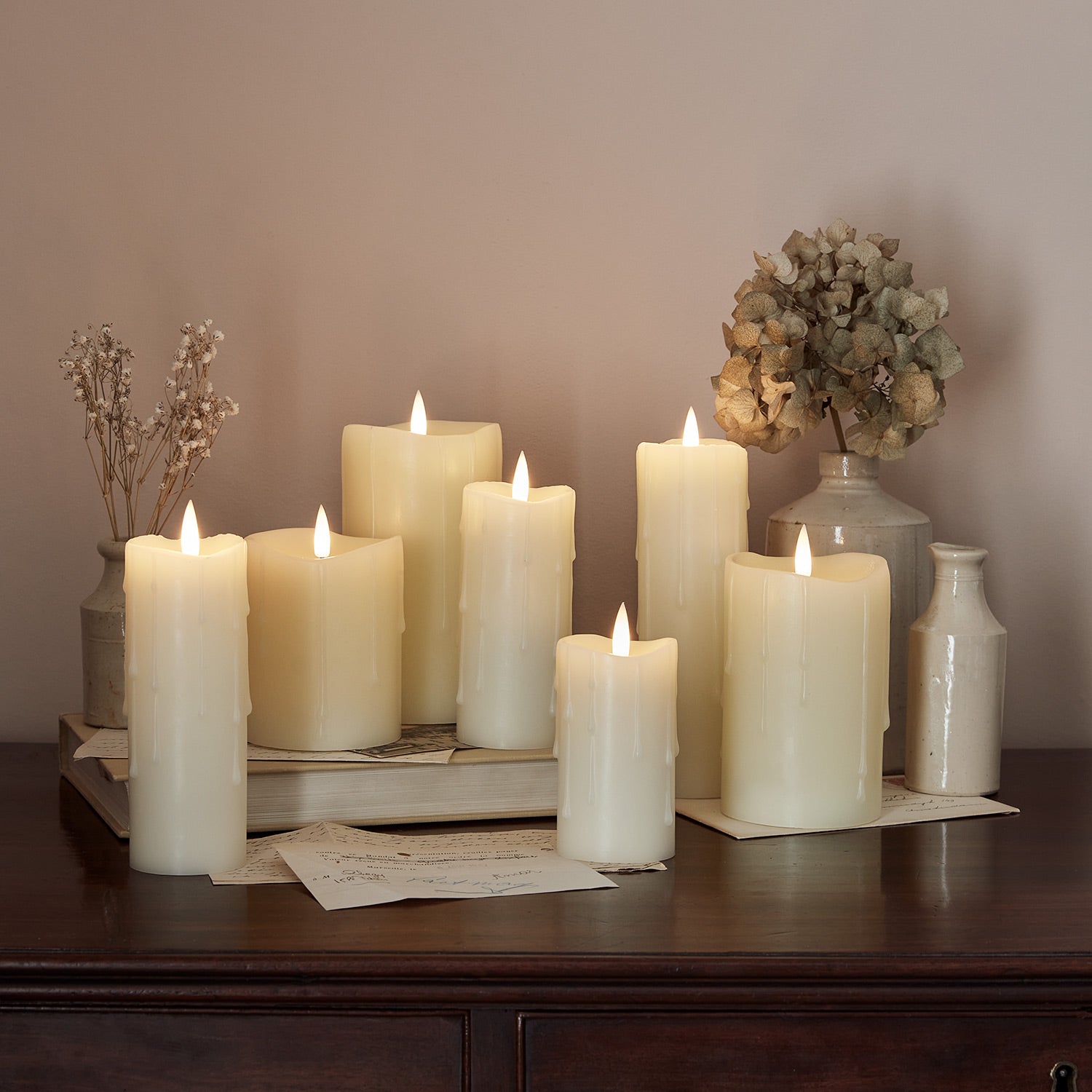 Bild von 7er Set TruGlow® LED Kerzen mit Wachstropfen