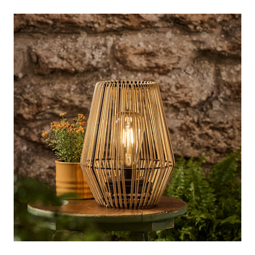 Bild von Stylische Solar Tischleuchte im Korbdesign