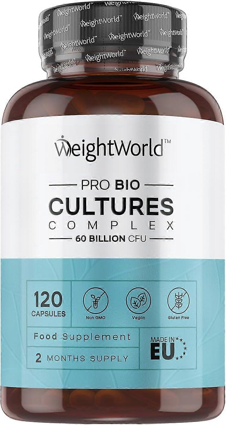 Bild von WeightWorld Biokulturen Komplexe Probiotika & Präbiotika - 60 Milliarden KBE - 2 Monatspackung - 120 vegane probiotische Komplexkapseln für Erwachsene