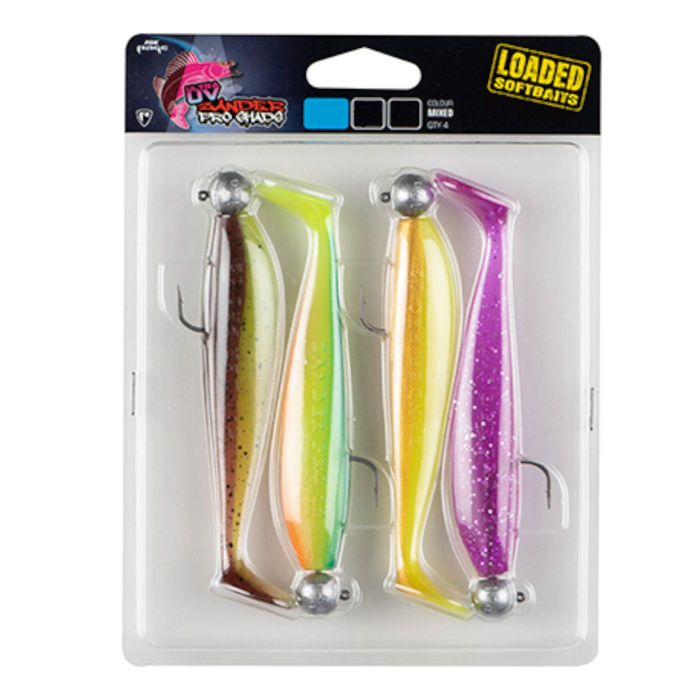 Bild von Fox Rage Kunstköder Fox Rage Zander Pro Shad Mixed UV Colour Pack Loaded - 4 Gummifische