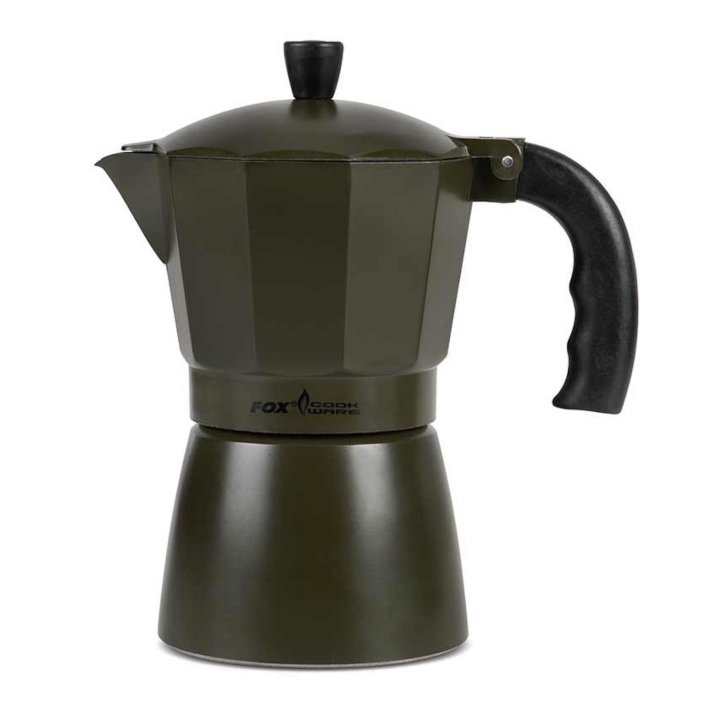 Bild von FOX International Espressokocher Fox Cookware Coffee Maker Espressokocher Khakigrün, 0,3l Kaffeekanne, Perfektes Gadget für die Zubereitung von Qualitätskaffee am Ufer, 2 Größen: 300 ml (6 Tassen) und 450 ml (Tassen), Leichte Aluminiumkonstruktion, Einfach zu bedienen und auch sehr leicht zu reinigen, Sicherheitsventil, Mattschwarzes Finish