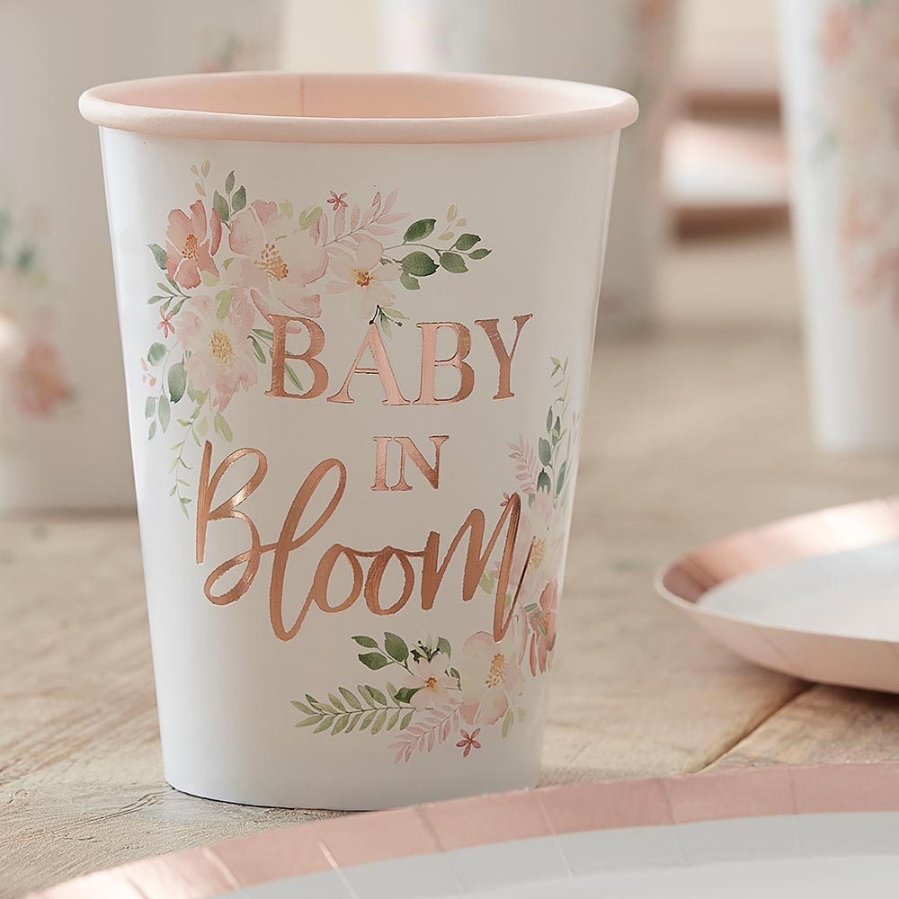 Bild von Pappbecher, Baby in Bloom, mit Verzierung in rosegold, 266ml