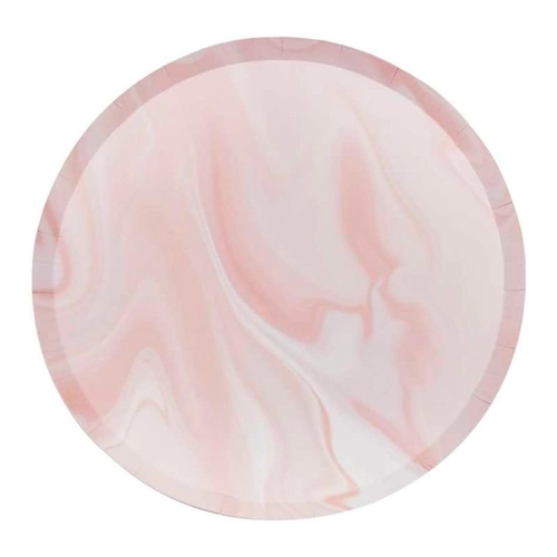 Bild von Pappteller mit Marmordruck in rosa, 8er Pack