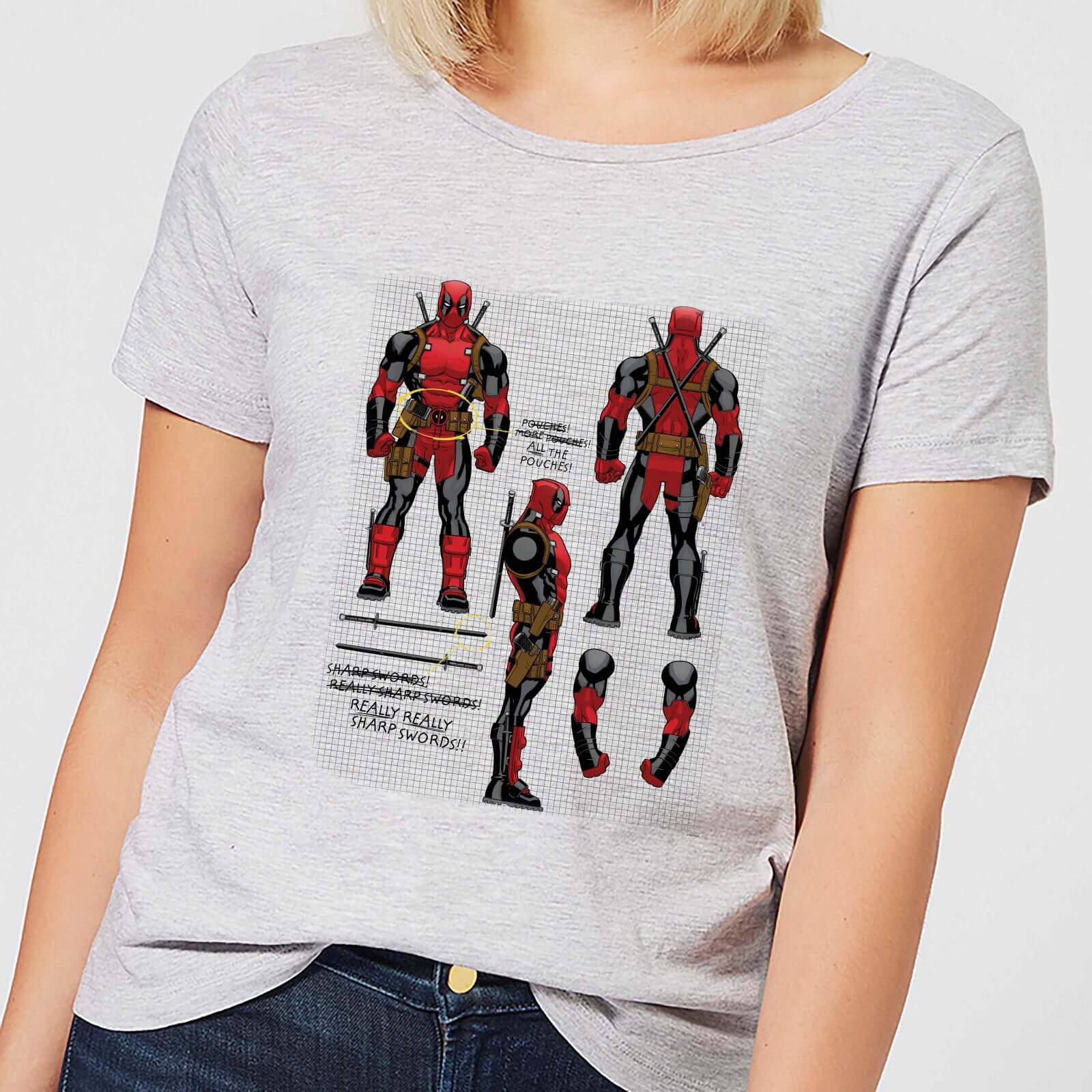 Bild von Marvel Deadpool Action Figure Plans Damen T-Shirt - Grau - M