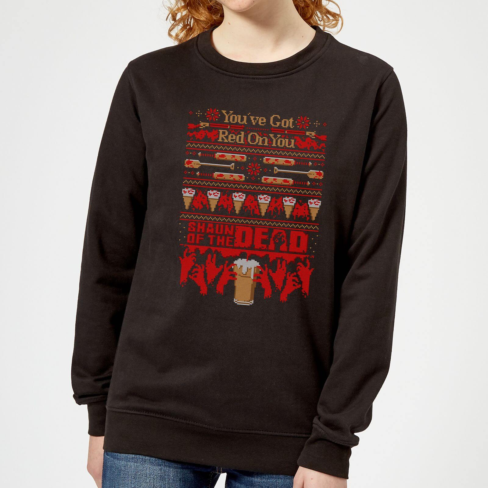 Bild von Shaun Of The Dead You've Got Red On You Damen Weihnachtspullover – Schwarz - L