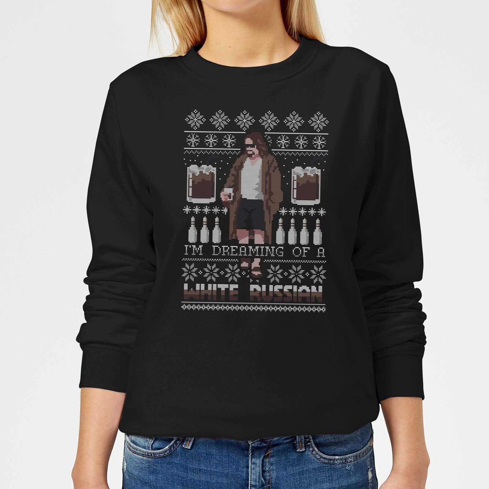 Bild von The Big Lebowski I'm Dreaming Of A White Russian Damen Weihnachtspullover – Schwarz - M