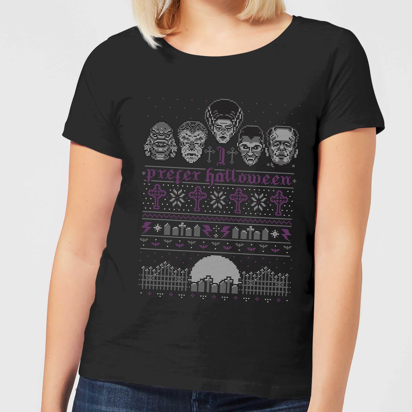 Bild von Universal Monsters I Prefer Halloween Damen T-Shirt - Schwarz - L