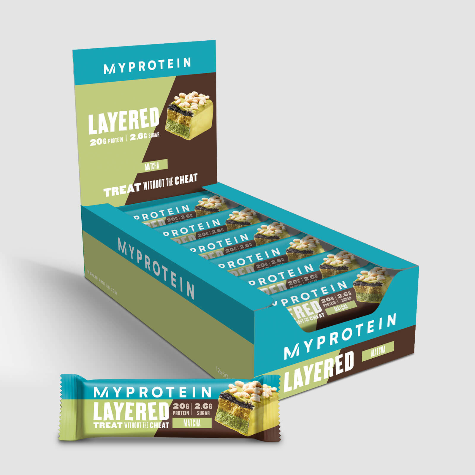 Bild von Layered Protein Bar - 12 x 60g - Matcha