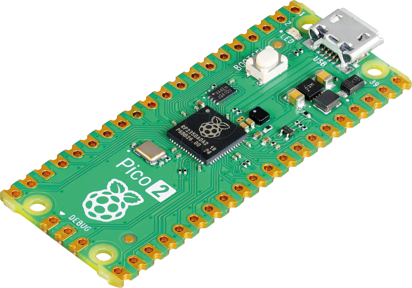 Bild von RASP PI PICO 2 - Raspberry Pi Pico 2, RP235x, Cortex-M33, microUSB