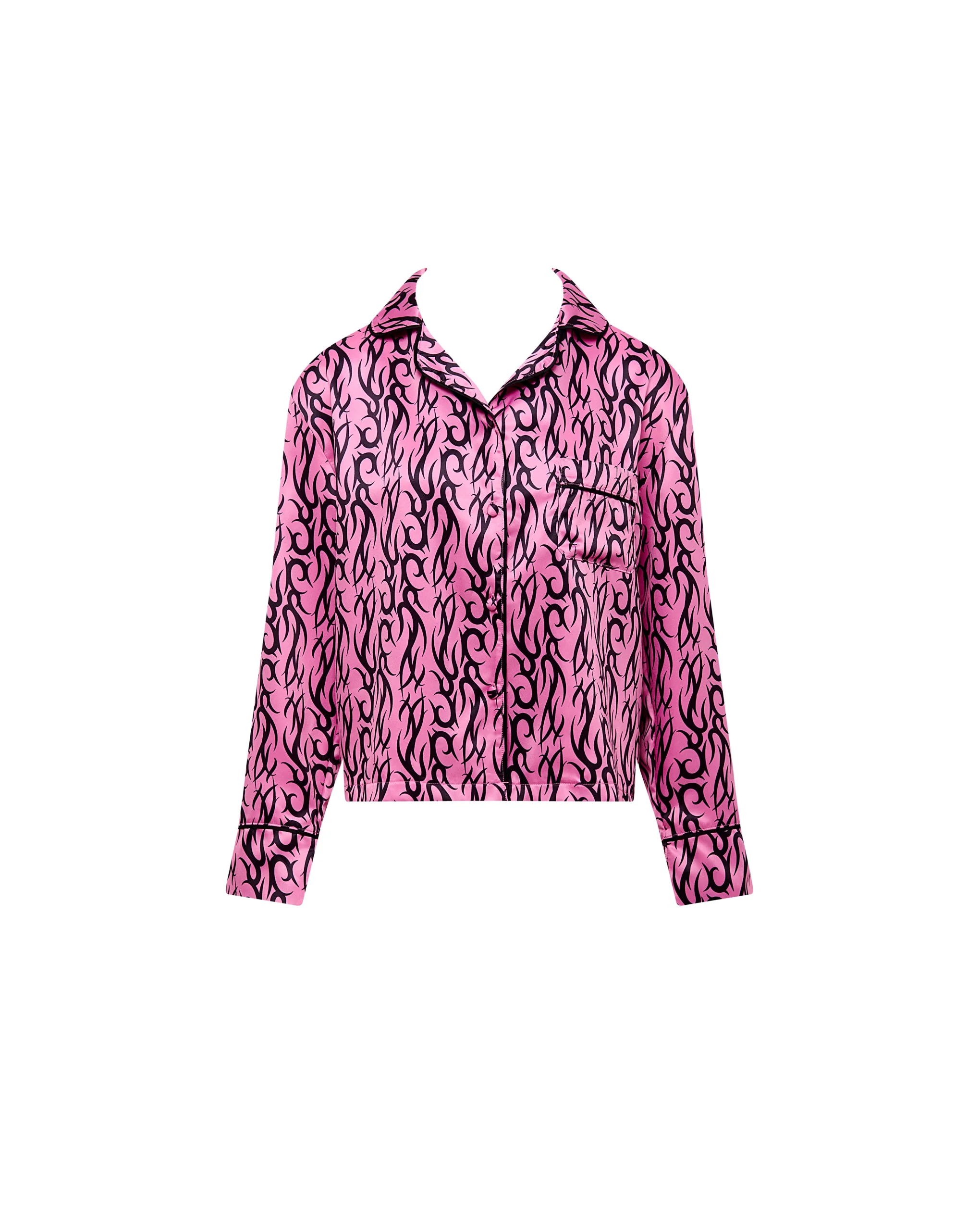 Bild von Bluebella BB x Ashley Williams Luxus-Satin-Hemd mit Tattoo-Print