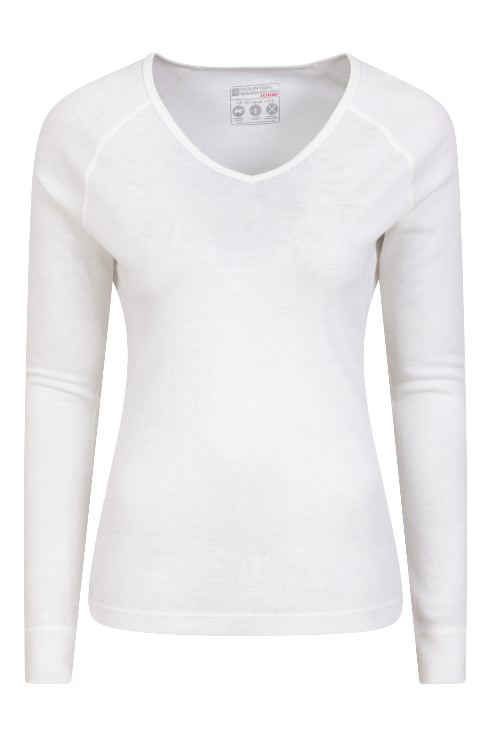 Bild von Merino-Damenoberteil mit V-Ausschnitt - Weiss