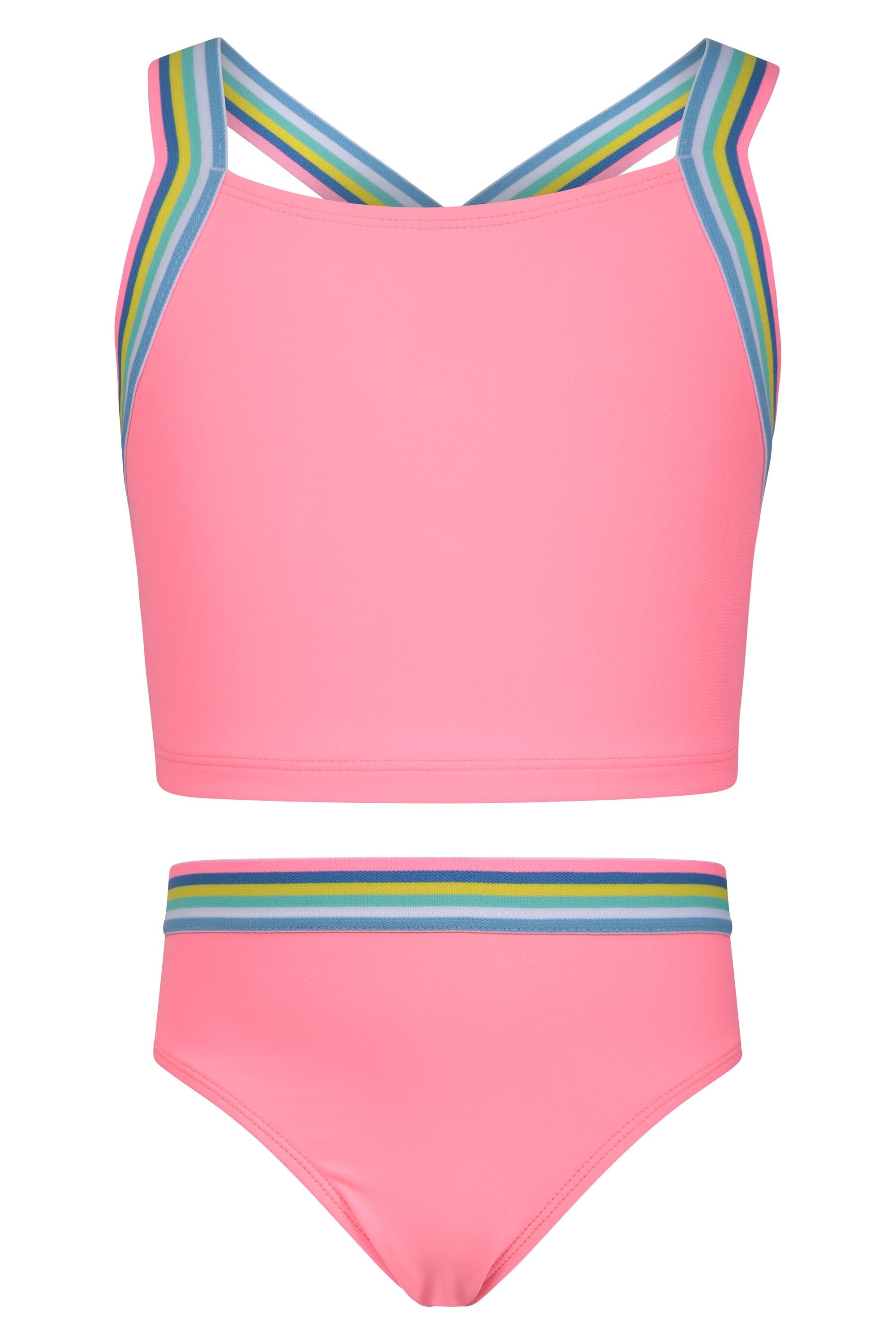 Bild von Tankini mit überkreuzten Rückenträgern für Kinder - Intensiv Pink