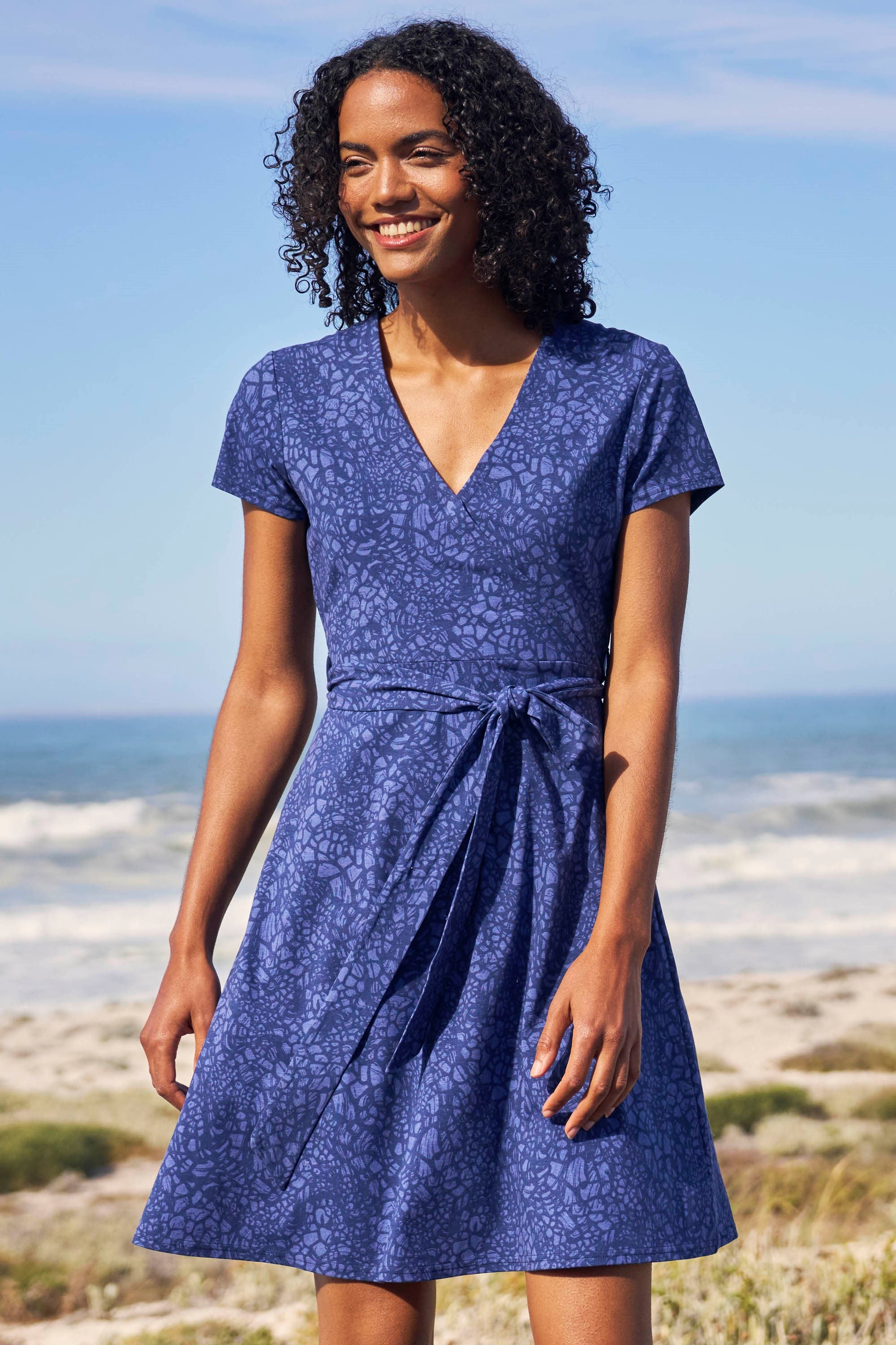 Bild von Santorini Damen Jersey-Wickelkleid - Dark Blau