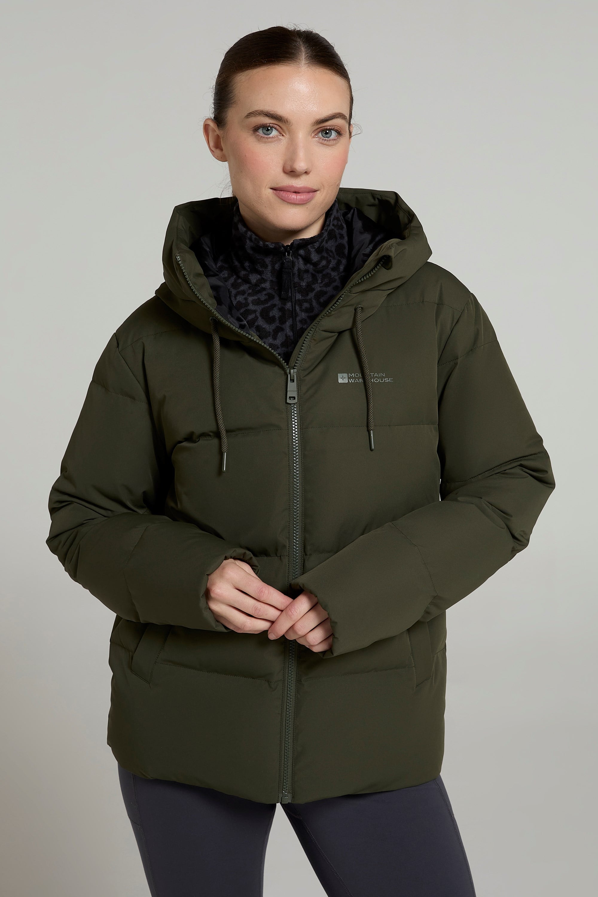 Bild von Extreme kuschelige kurze Daunenjacke für Damen - Khaki