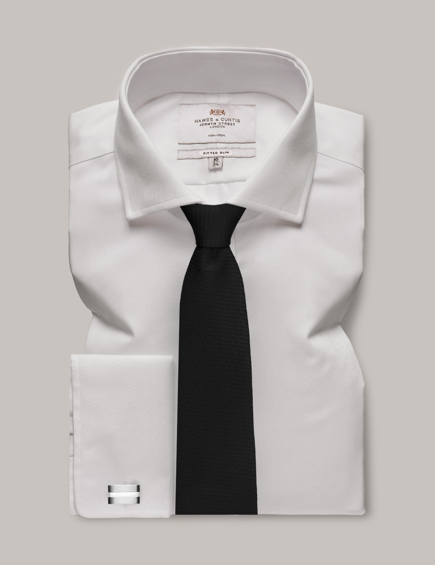 Bild von Hawes & Curtis Bügelfreies Businesshemd – Fitted Slim Fit – Manschetten – weiß Twill Bügelfrei Uni Men's