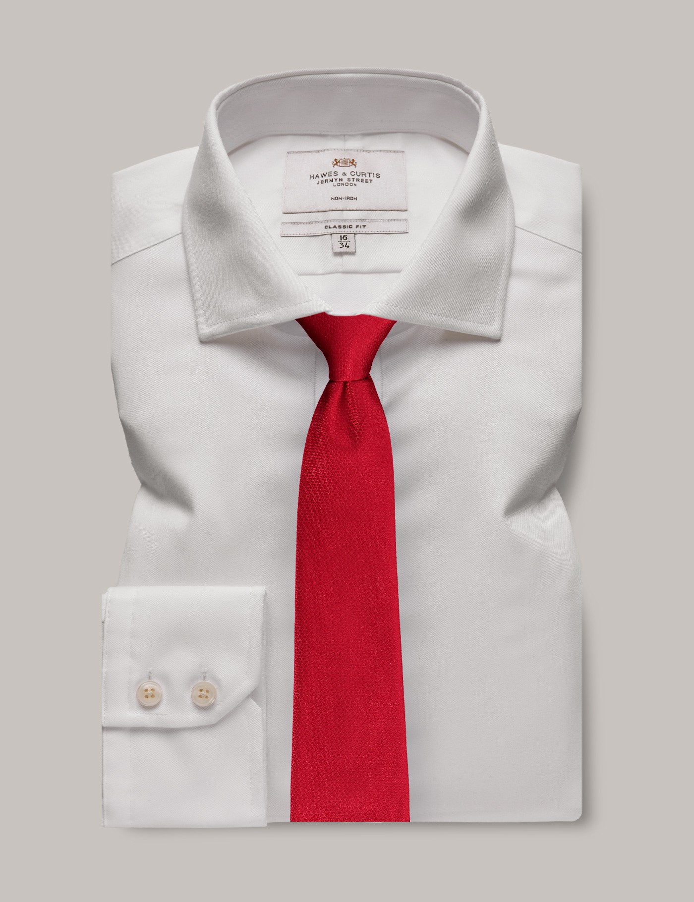 Bild von Hawes & Curtis Bügelfreies Businesshemd – Classic Fit – Haifischkragen – weiß Twill Bügelfrei Uni Men's
