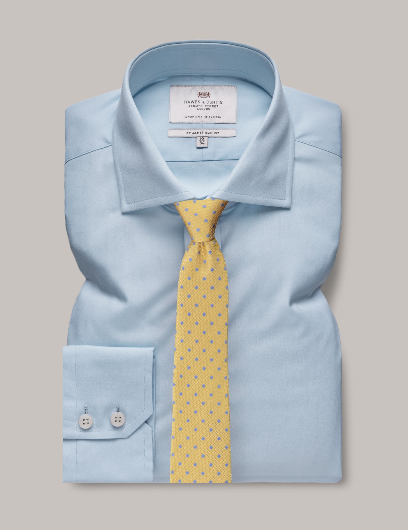 Bild von Hawes & Curtis Businesshemd – Slim Fit – Haifischkragen – Popeline hellblau Blau Baumwolle Uni Men's