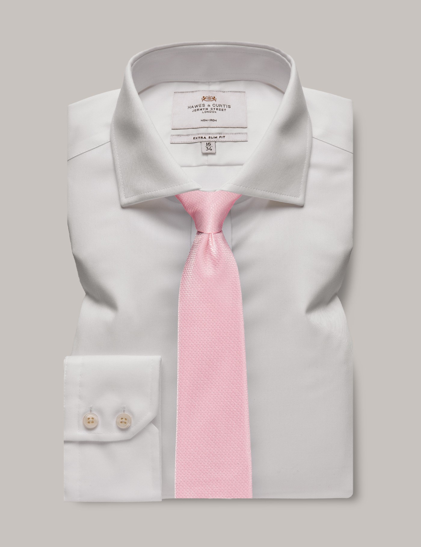 Bild von Hawes & Curtis Bügelfreies Businesshemd – Extra Slim Fit – Haifischkragen – weiß feiner Twill Bügelfrei Uni Men's