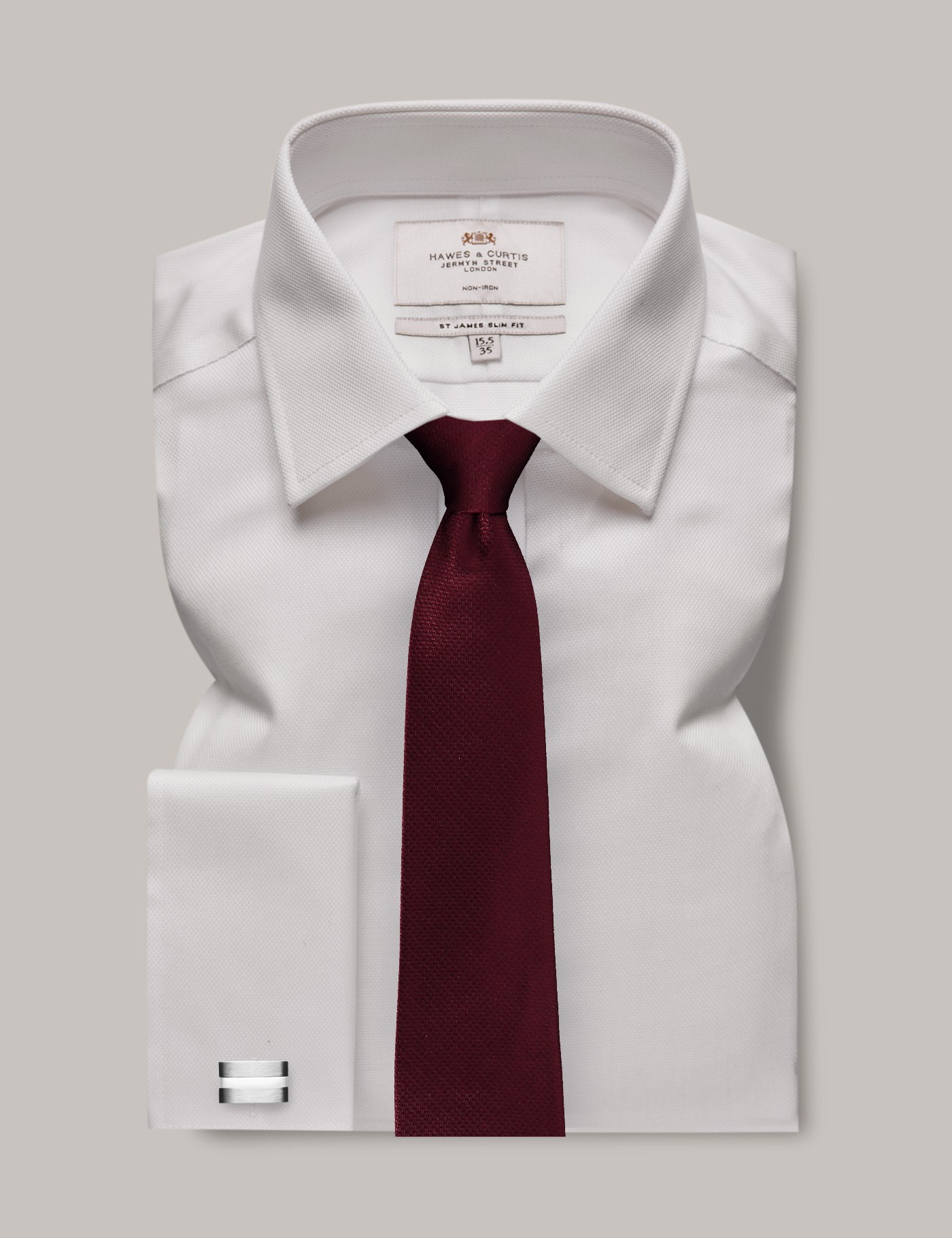 Bild von Hawes & Curtis Bügelfreies Businesshemd – Slim Fit – Kentkragen – Piqué weiß Bügelfrei Uni Men's