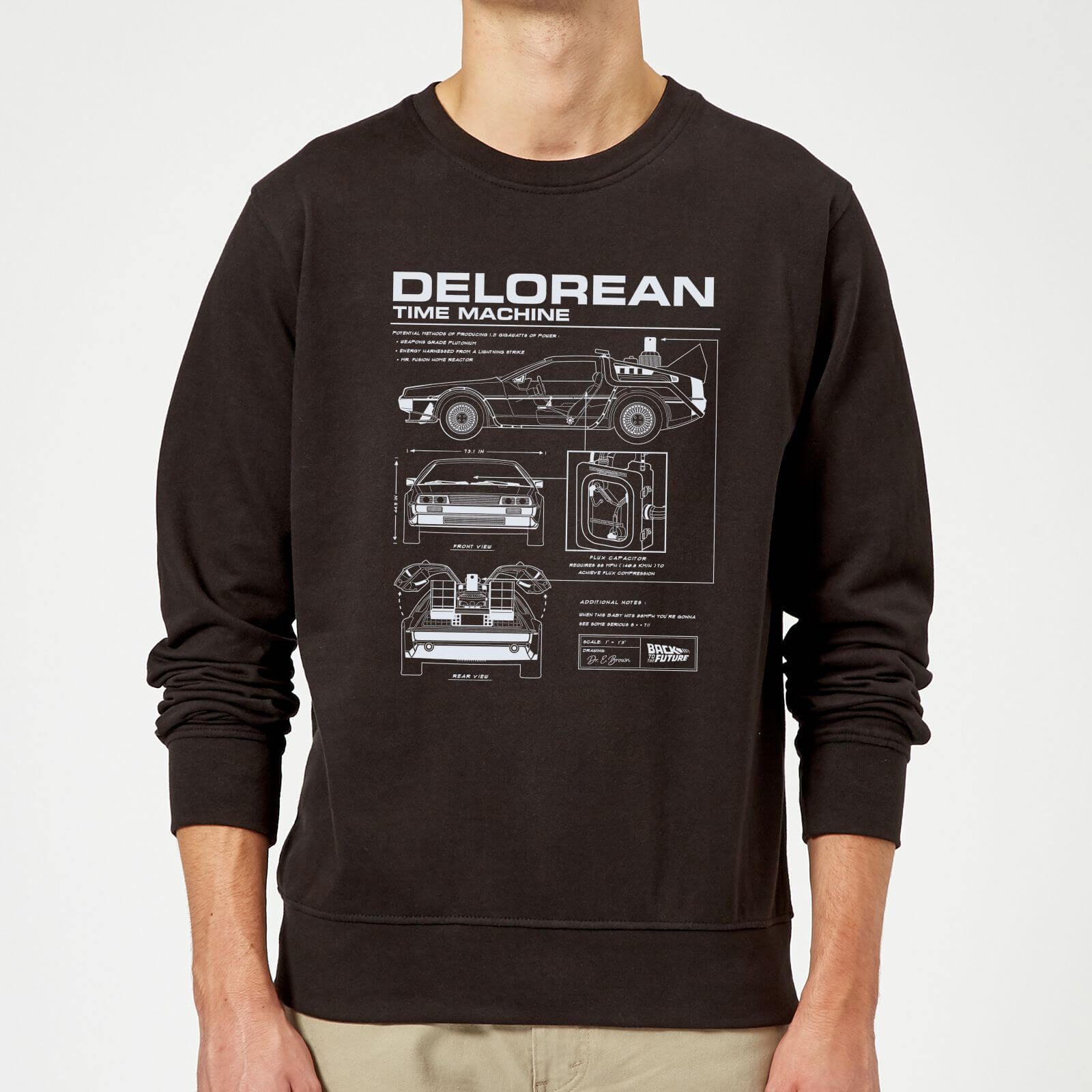 Bild von Zurück In Die Zukunft Delorean Schematic Pullover - Schwarz - L