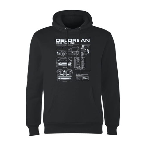Bild von Zurück In Die Zukunft Delorean Schematic Kapuzenpullover - Schwarz - XXL