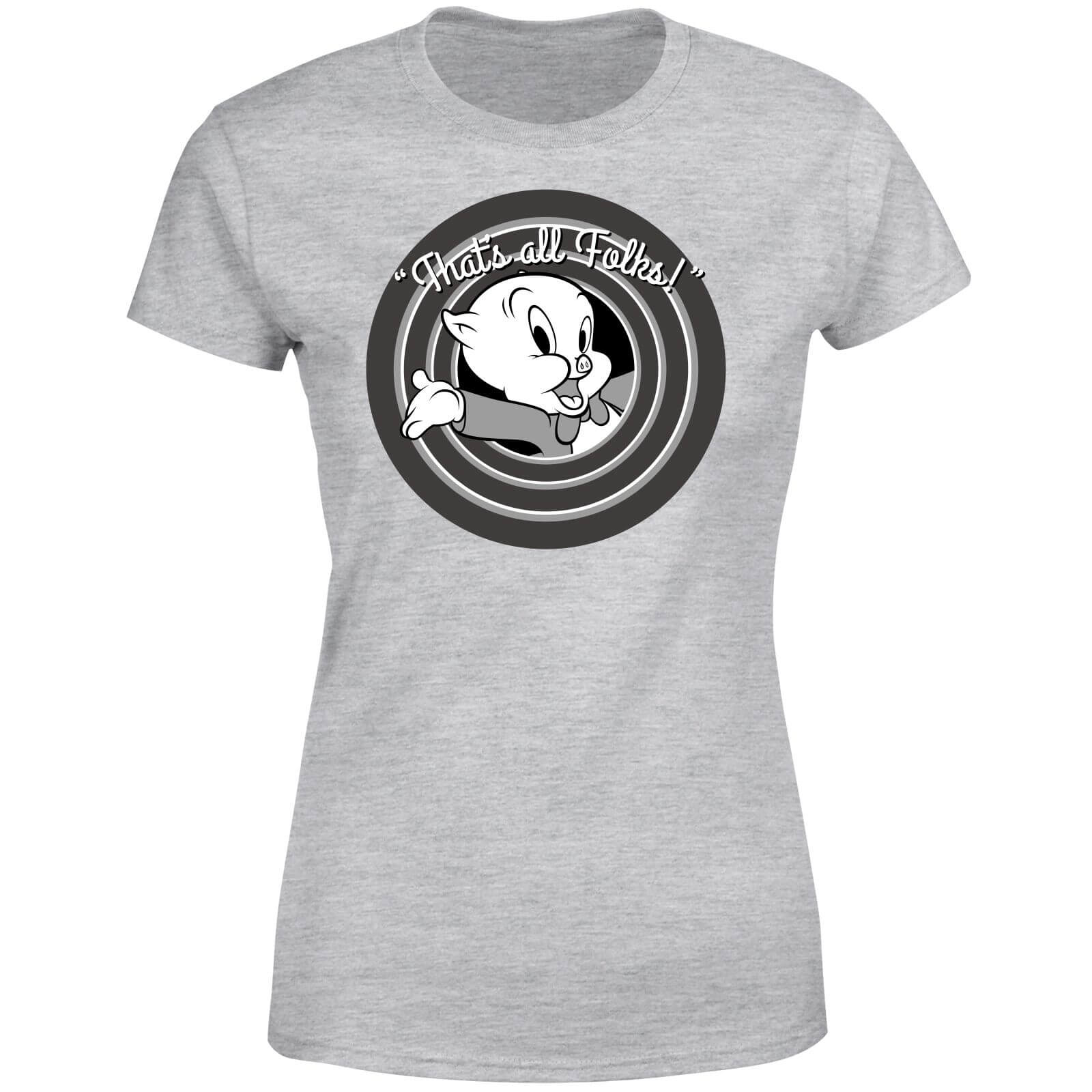 Bild von Looney Tunes That's All Folks Schweinchen Dick Damen T-Shirt - Grau - XL
