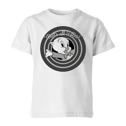 Bild von Looney Tunes That's All Folks Schweinchen Dick Kinder T-Shirt - Weiß - 3-4 Jahre