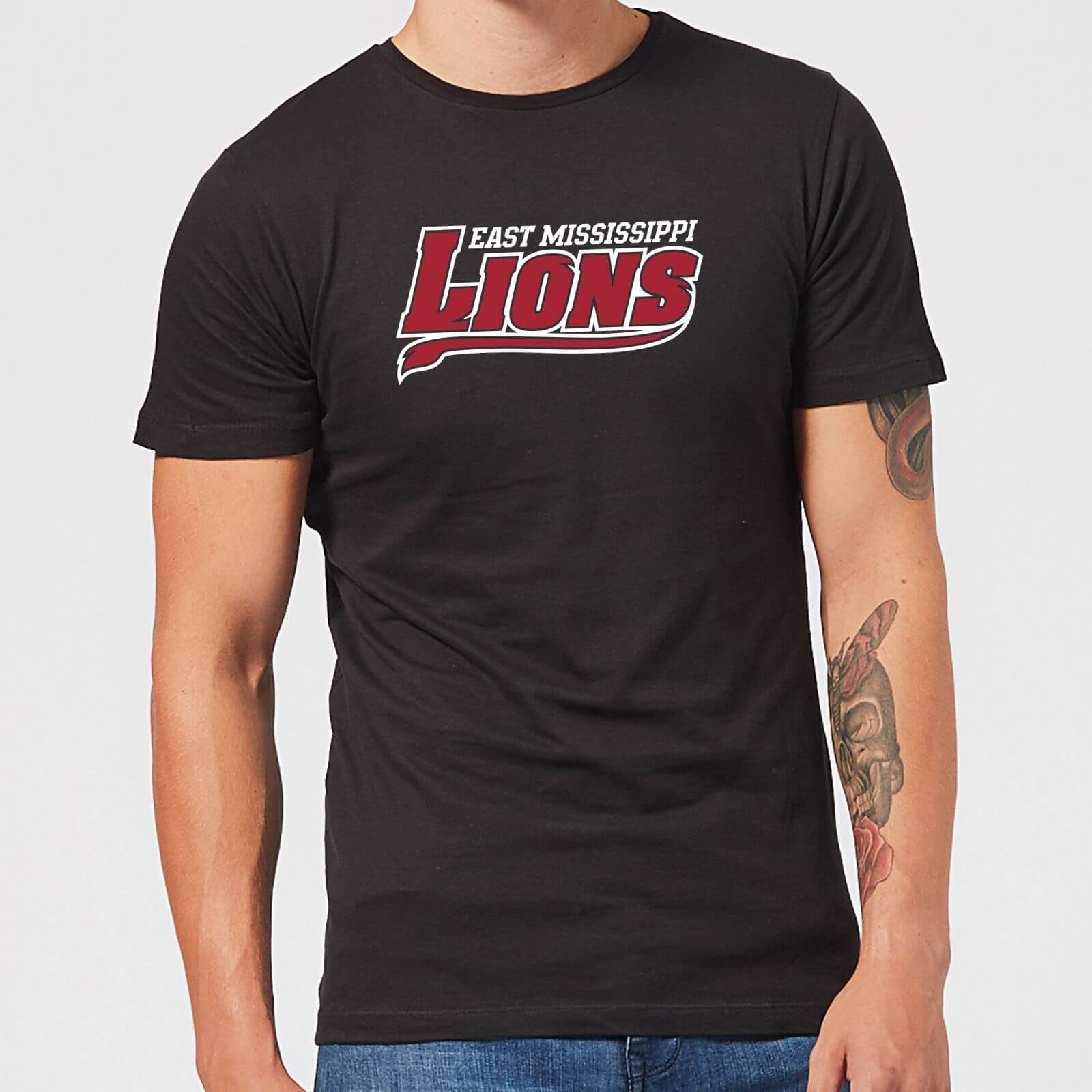 Bild von East Mississippi Community College Lions Script Logo Men's T-Shirt - Black - 5XL