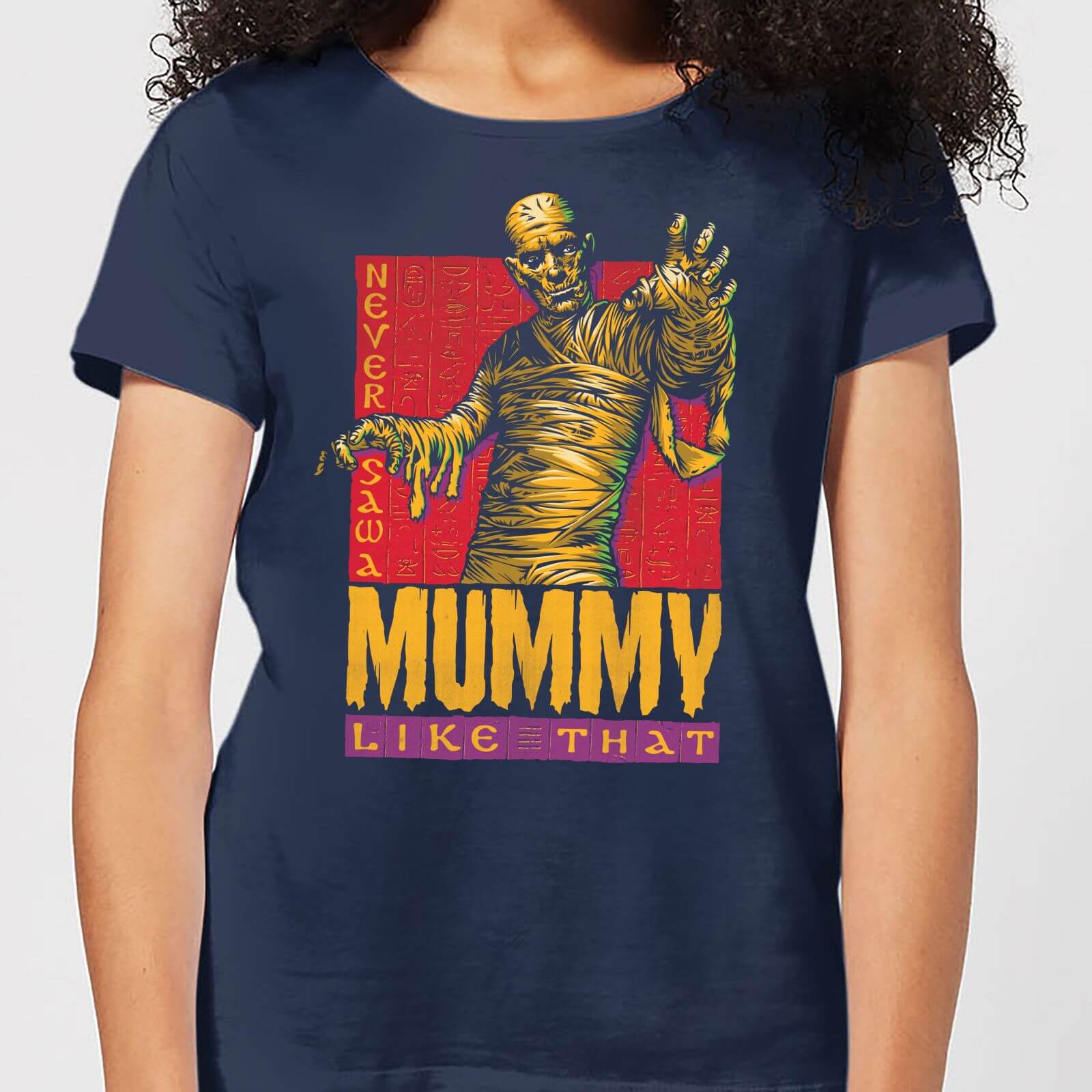 Bild von Universal Monsters Die Mumie Retro Damen T-Shirt - Navy Blau - L