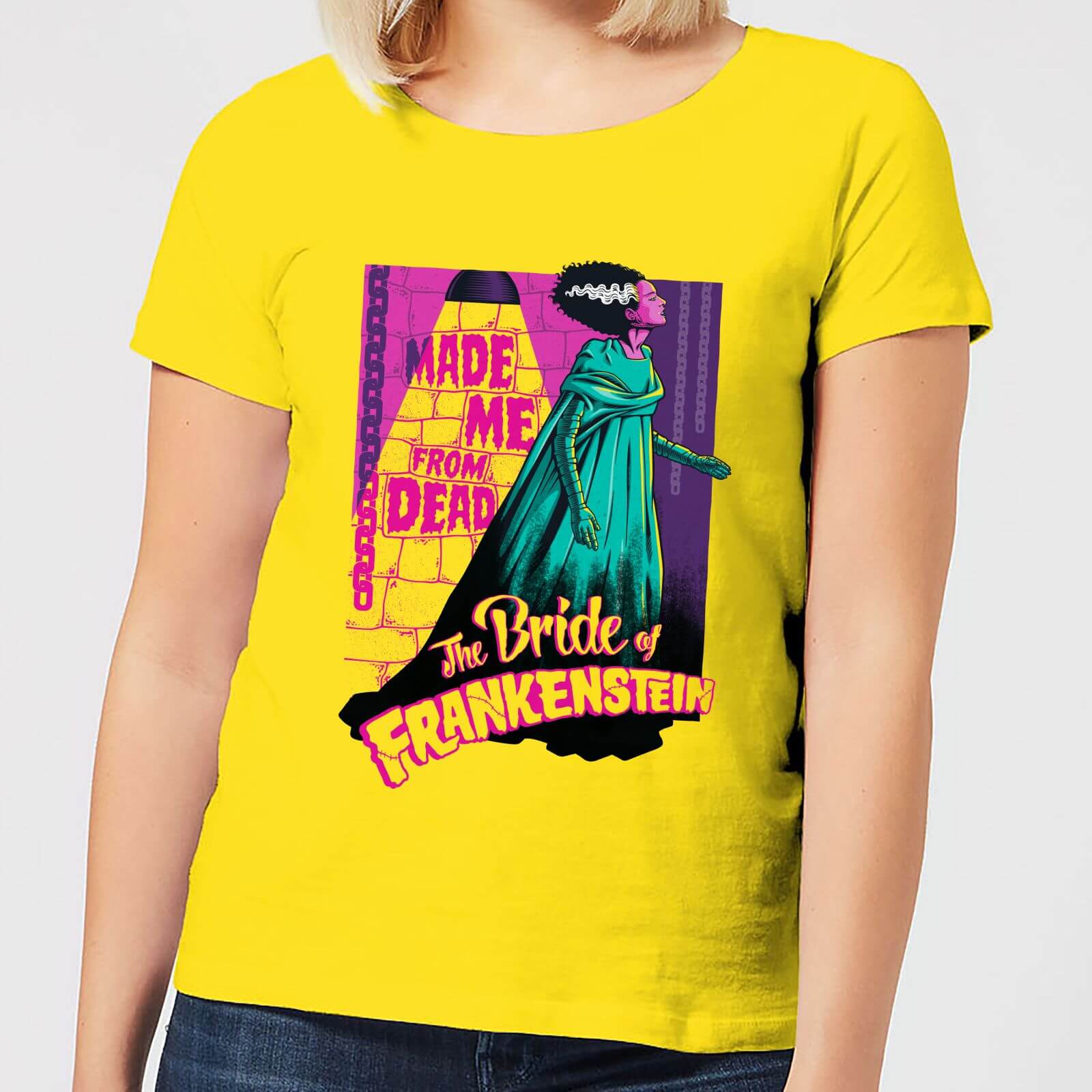 Bild von Universal Monsters Retro Bride Of Frankenstein Damen T-Shirt - Gelb - L