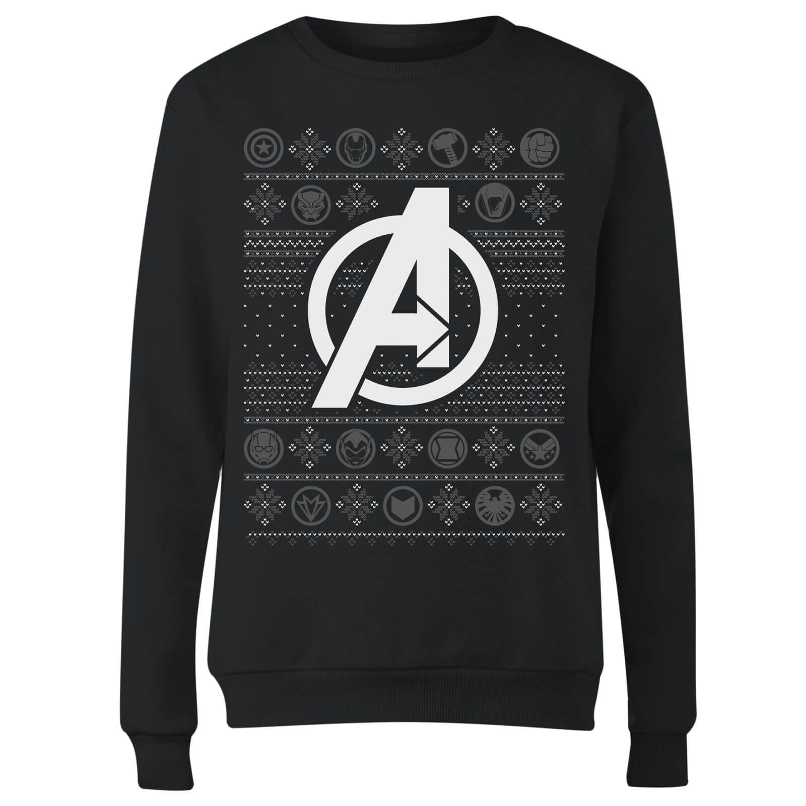 Bild von Marvel Avengers Logo Damen Weihnachtspullover – Schwarz - L