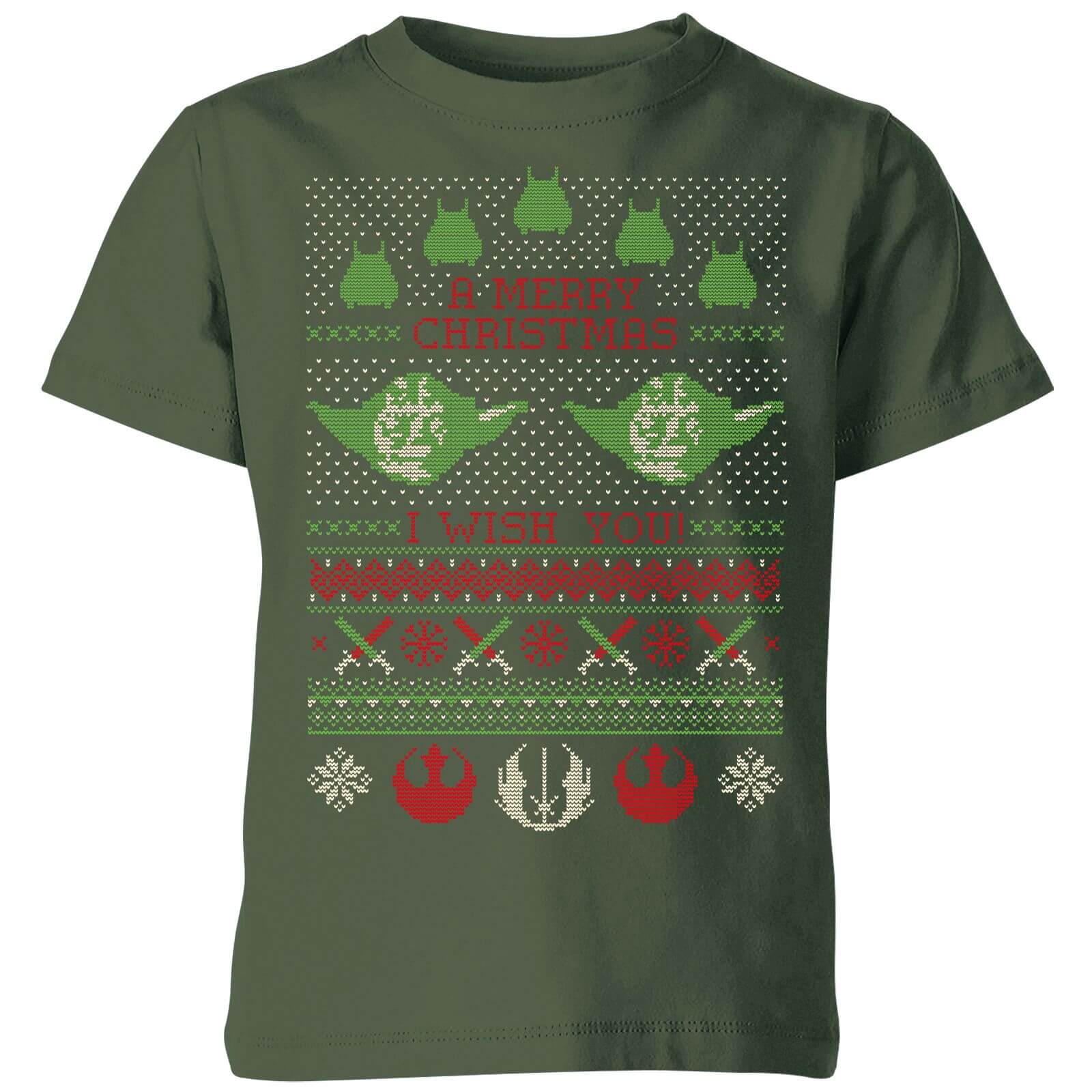 Bild von Star Wars Merry Christmas I Wish You Knit Kinder T-Shirt - Dunkelgrün - 5-6 Jahre