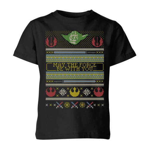 Bild von Star Wars May The Force Be With You Pattern Kinder T-Shirt - Schwarz - 3-4 Jahre