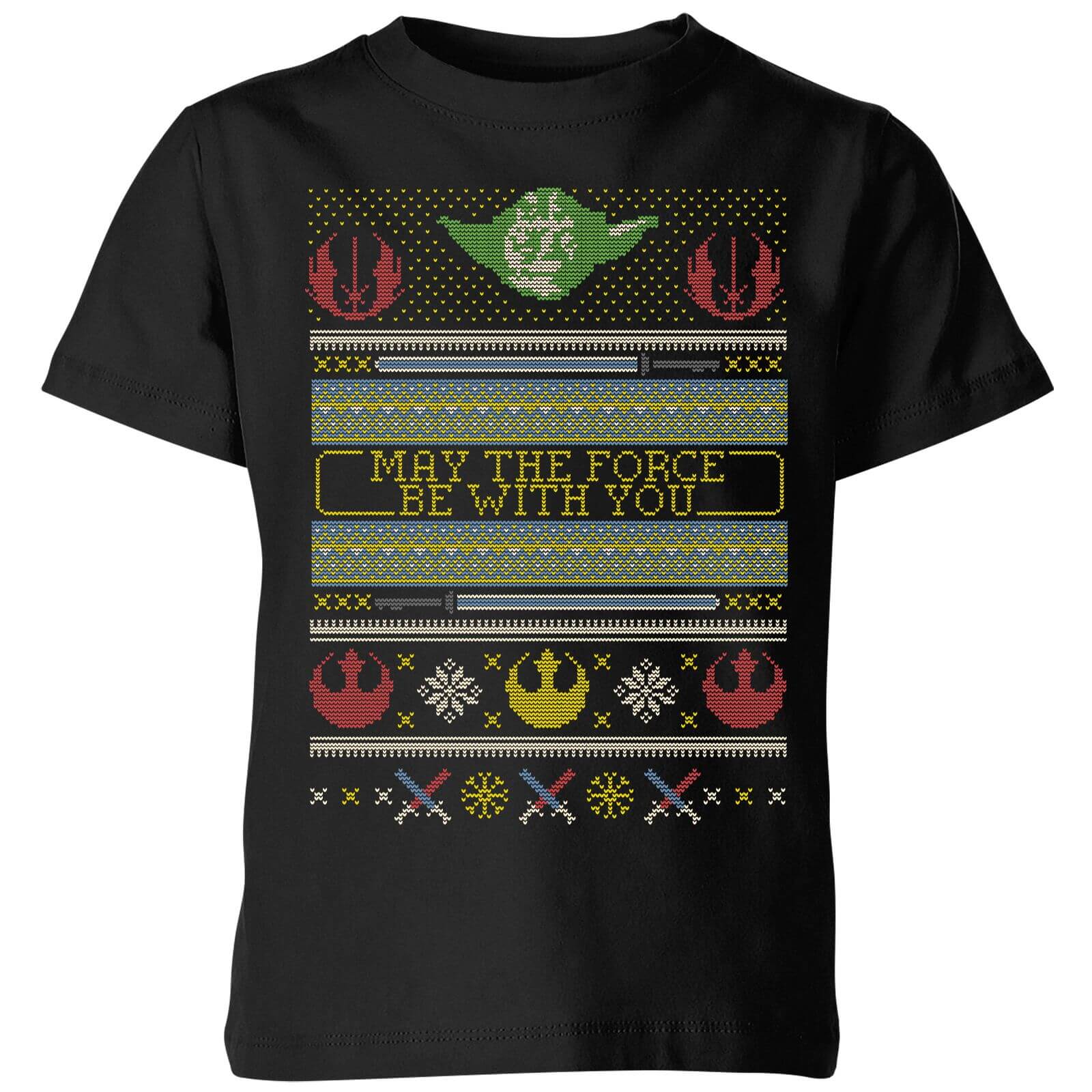 Bild von Star Wars May The Force Be With You Pattern Kinder T-Shirt - Schwarz - 9-10 Jahre