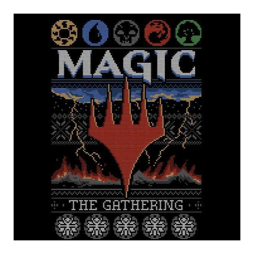Bild von Magic: The Gathering Colours Of Magic Knit Herren Christmas T-Shirt - Schwarz - 5XL