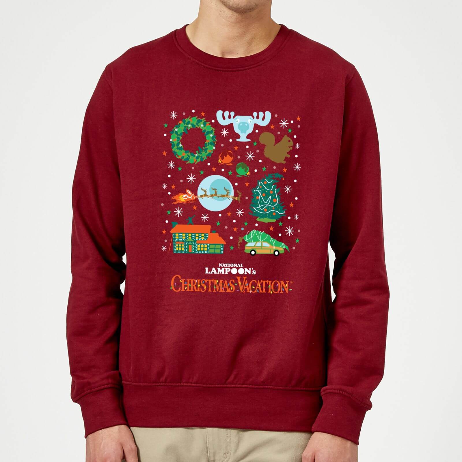 Bild von National Lampoon Griswold Christmas Starter Pack Weihnachtspullover – Burgund - XL