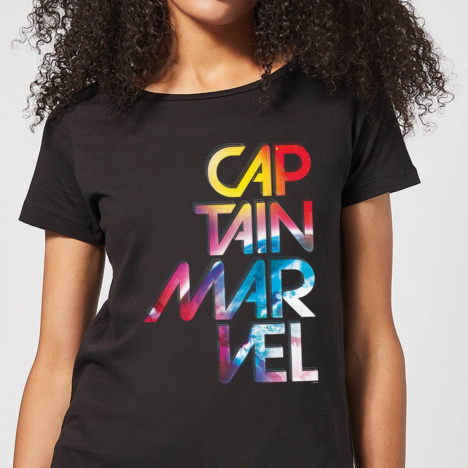 Bild von Captain Marvel Galactic Text Damen T-Shirt - Schwarz - M
