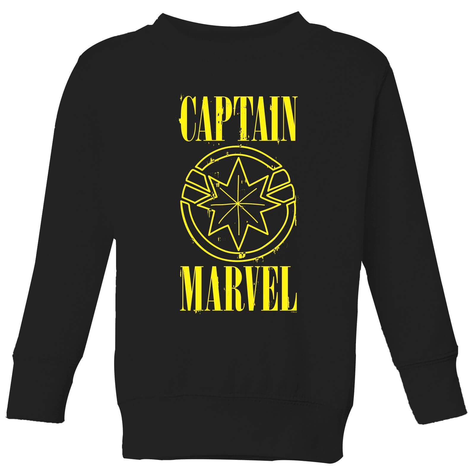 Bild von Captain Marvel Grunge Logo Kids' Sweatshirt - Black - 11-12 Jahre