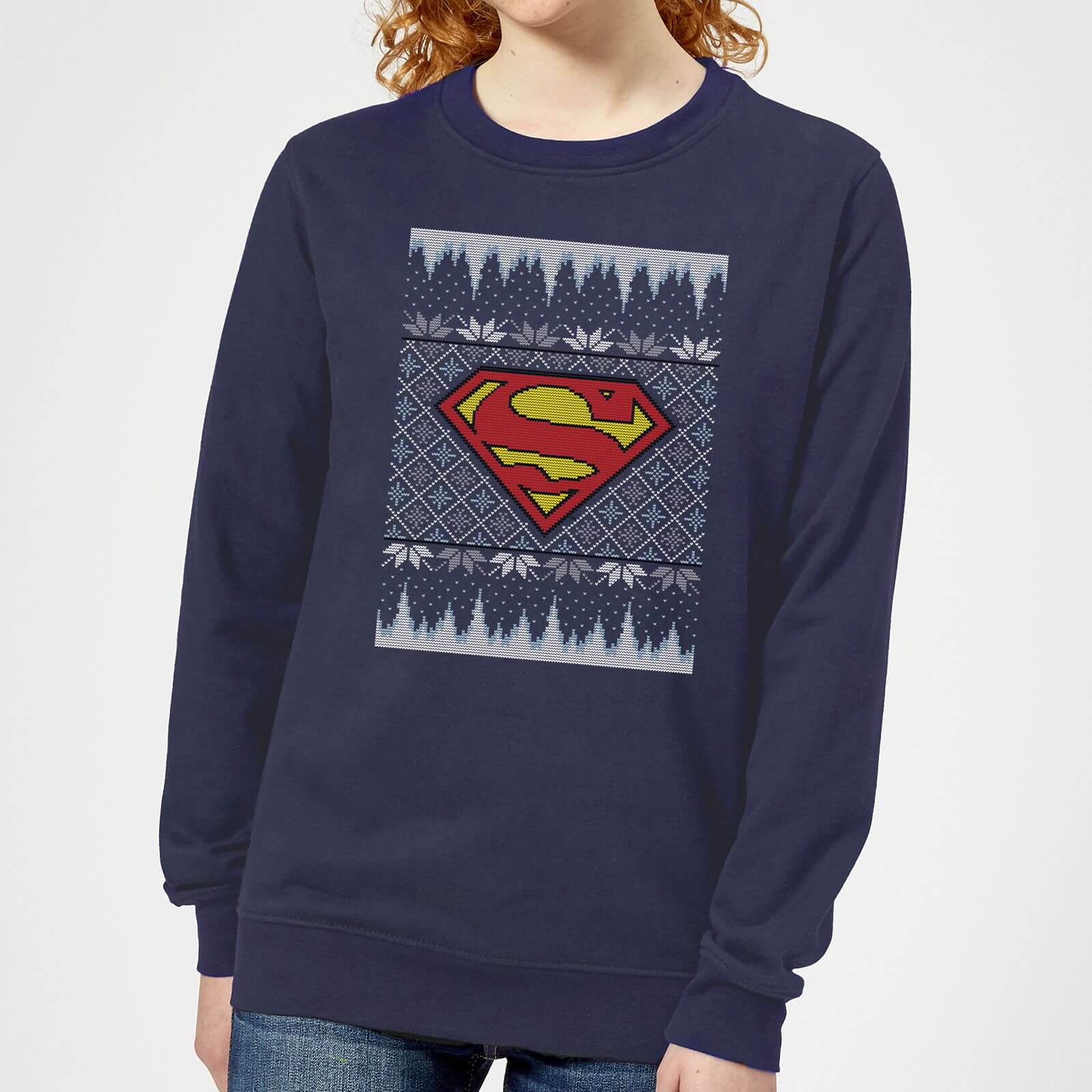 Bild von DC Comics Superman Knit Damen Weihnachtspullover – Navy - L