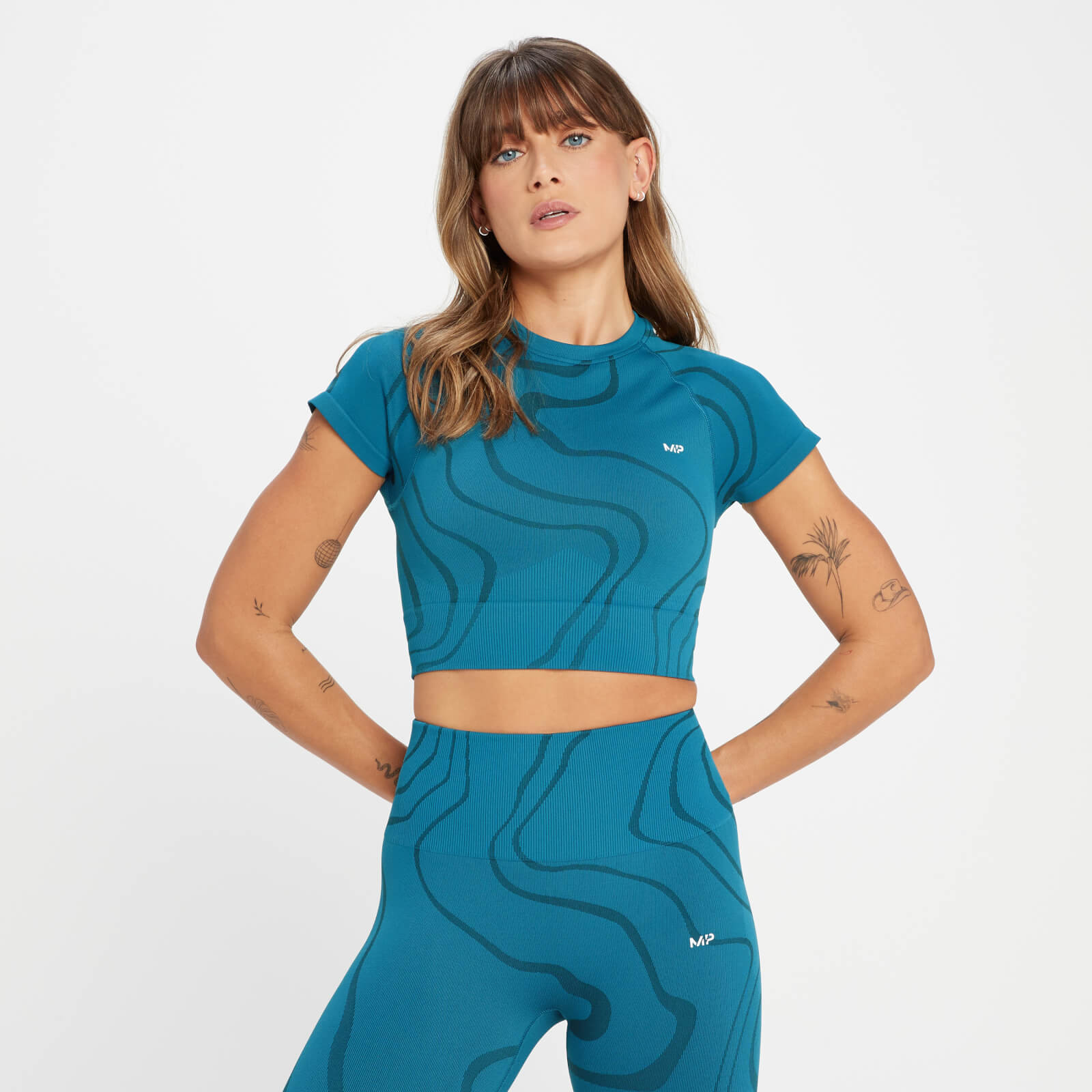 Bild von MP Damen Tempo Wave Nahtloses Croptop – Blaugrün - S