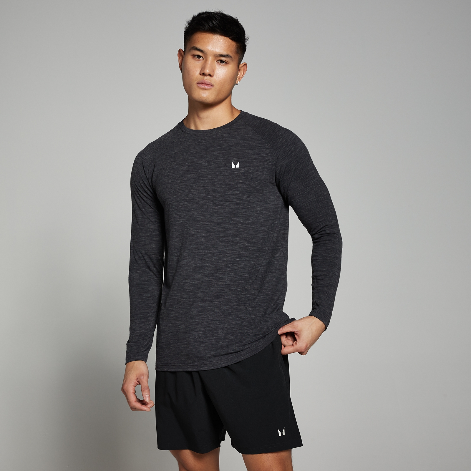 Bild von MP Herren Performance Langarmshirt – Schwarz meliert - XXL