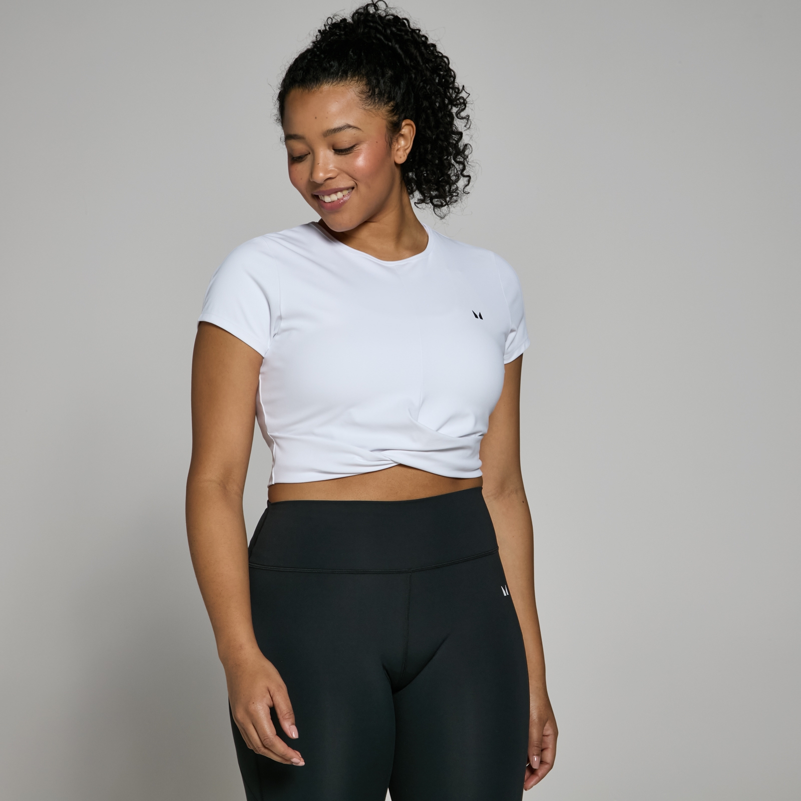 Bild von MP Damen Power Kurzarm-Crop-Top — Weiß - L