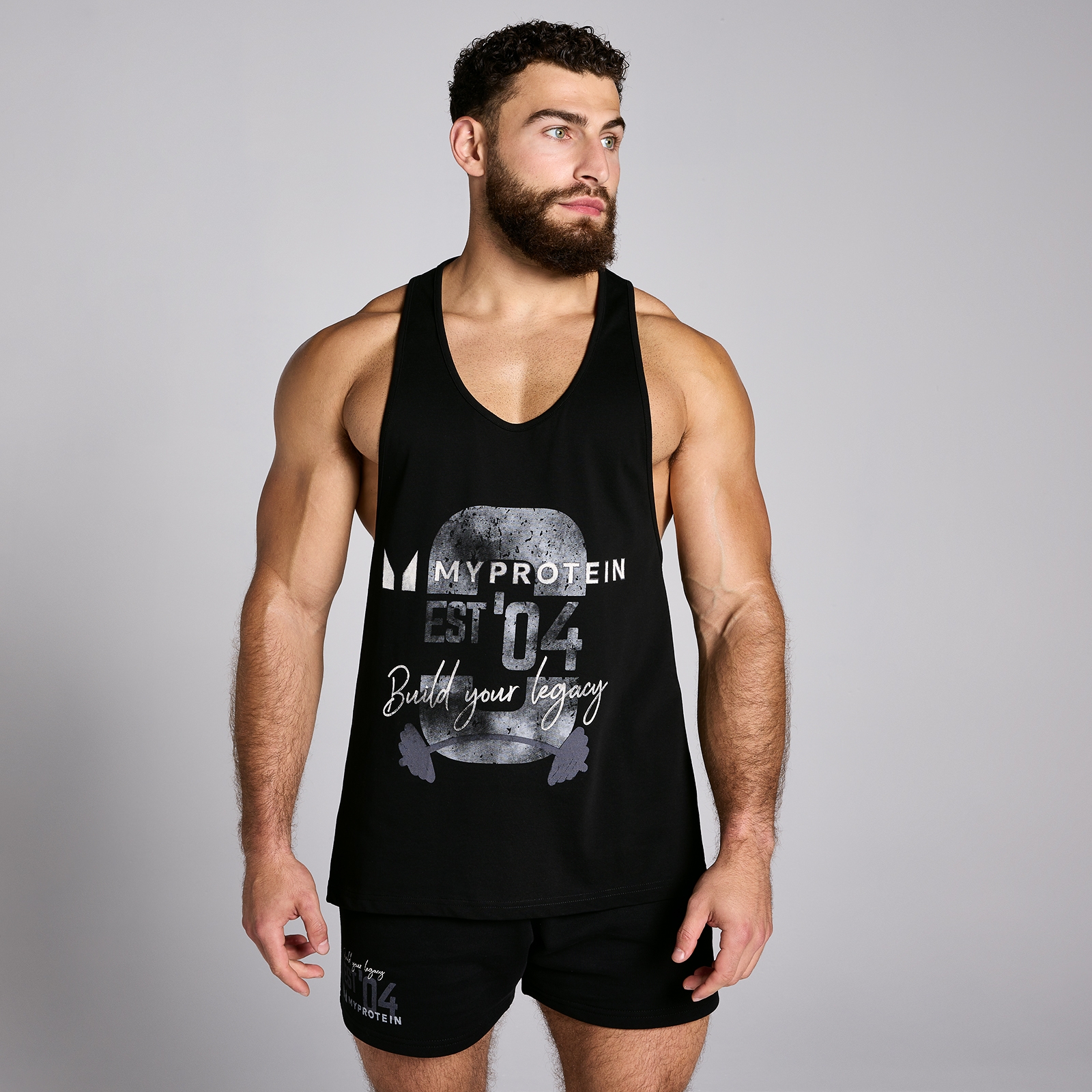 Bild von MP Herren Origin Stringer-Top mit Grafik Verwaschenes Schwarz - S
