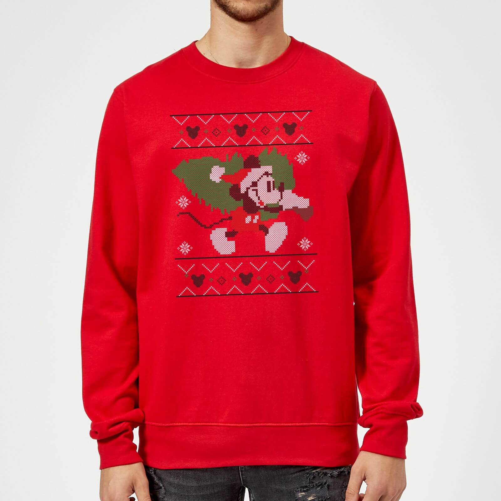 Bild von Disney Mickey Mouse Christmas Tree Mickey Weihnachtspullover – Rot - L