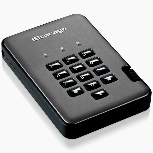 Bild von iStorage IS-DAP2-256-SSD-2000-C-G 2TB diskAshur PRO2 256-bit USB 3.1 Tragbares SSD-Laufwerk mit Hardwareverschlüsselung, graphit