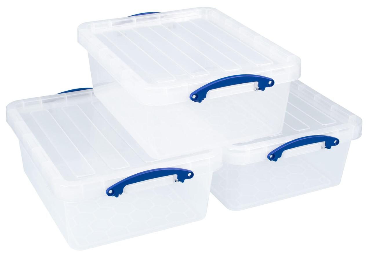 Bild von Really Useful Box Aufbewahrungsboxen 3x 23,5 l - 50,0 x 39,5 x 19,5 cm transparent