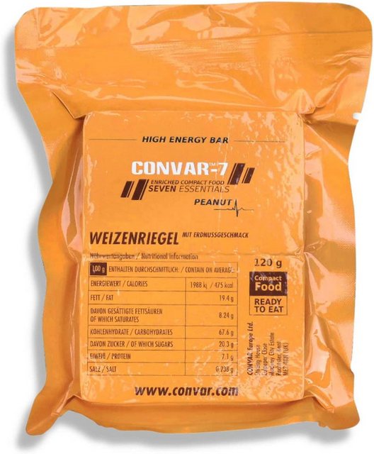 Bild von CONVAR-7 - High Energy Bar Peanut, benutzbar als Notvorrat, Notverpflegung, Notration, für Outdoor Aktivitäten, Krisenvorsorge - wertvolle Inhaltsstoffe - kompakten Verpackung - 120g