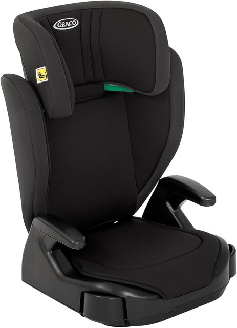 Bild von Graco Junior Maxi™ i-Size R129 Kindersitz, ca. 3,5 bis 12 Jahre (100 bis 150 cm), Kindersitzerhöhung, Armlehnen und Kopfstütze höhenverstellbar, leicht, mit Getränkehalter, schwarz, Midnight