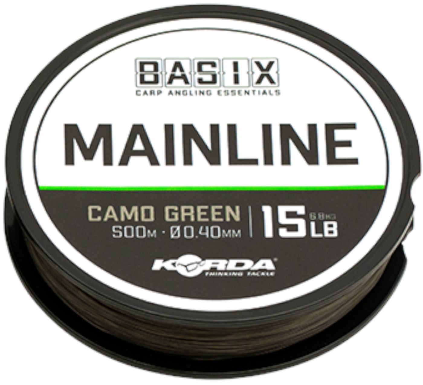 Bild von KORDA Basix Main Line 0,4mm 6,8kg 500m Camo Green (0,02 € pro 1 m)